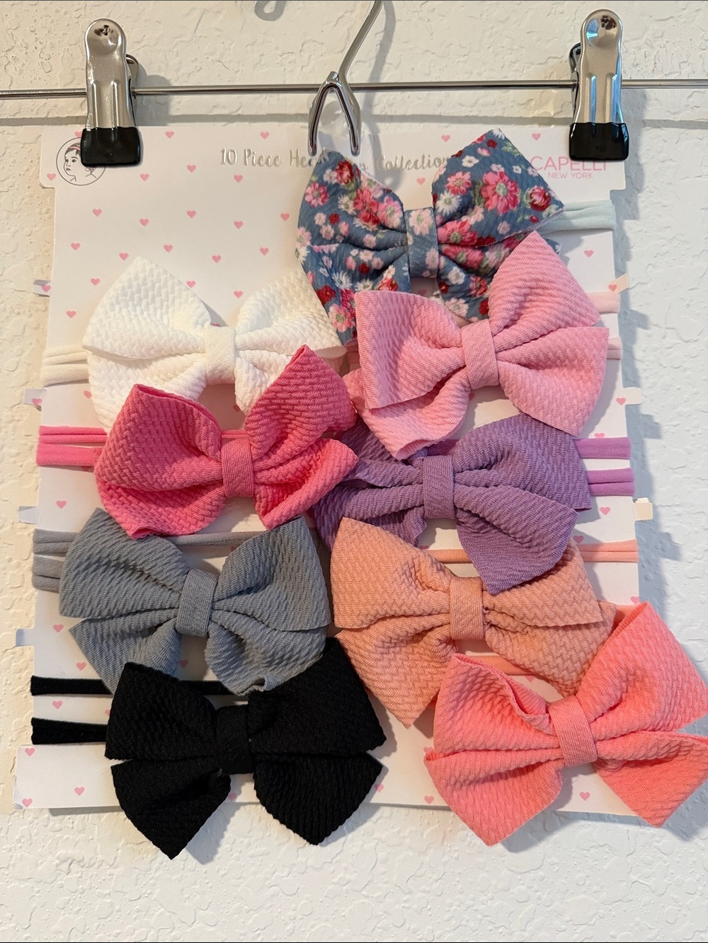 Capelli of New York Kids 10-Piece Bow Headband Set - Multi Pink & Neutral